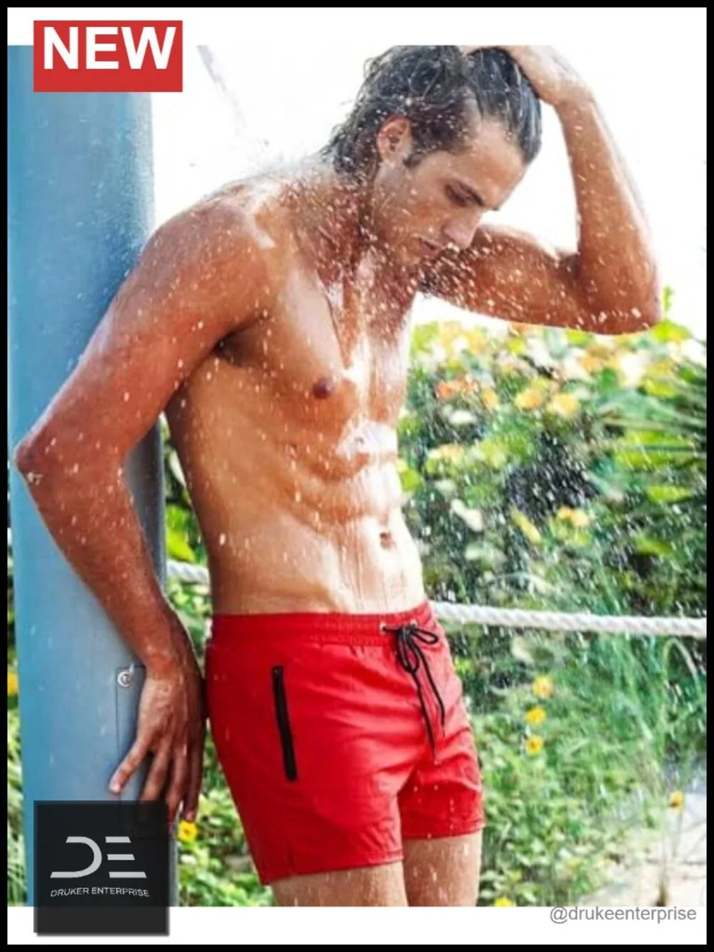 Quick Dry Swim Trunks with Mesh Lining & Zipper Pockets